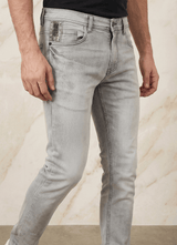 Light Grey Cotton Slim Fit Jeans