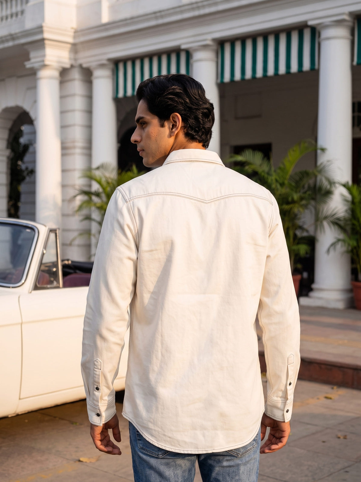 White Cotton Slim Fit Full Sleeve Shirt