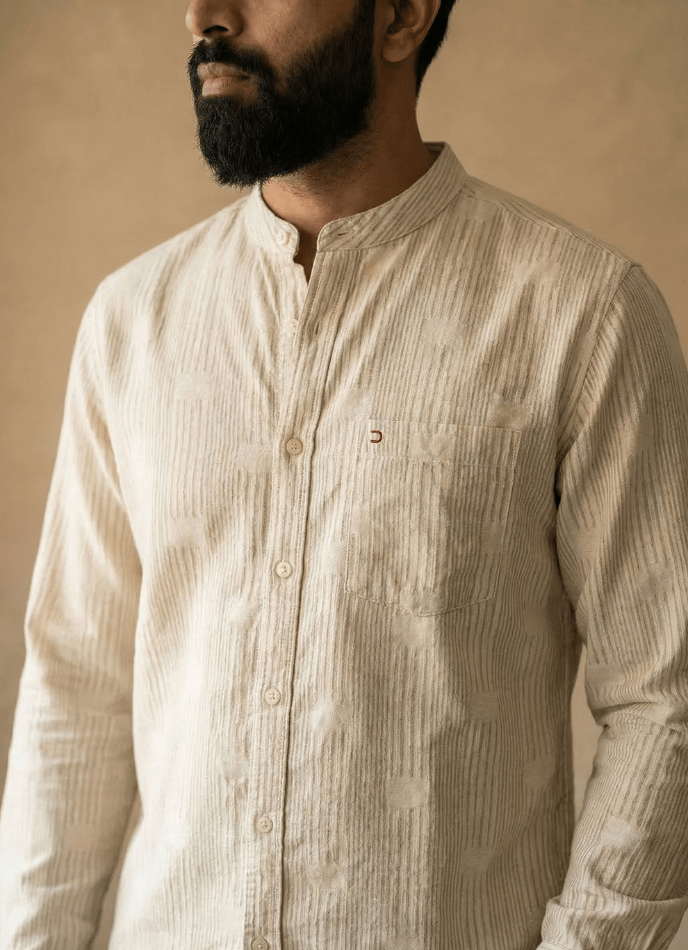 Brown Cotton Slim Fit Full Sleeve Shirt
