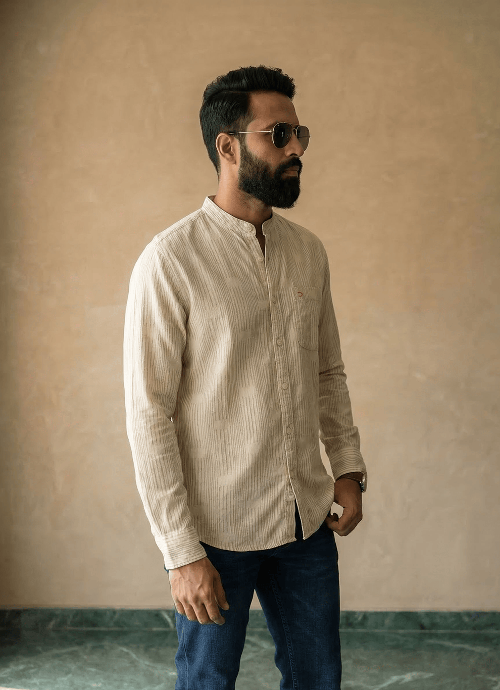 Brown Cotton Slim Fit Full Sleeve Shirt