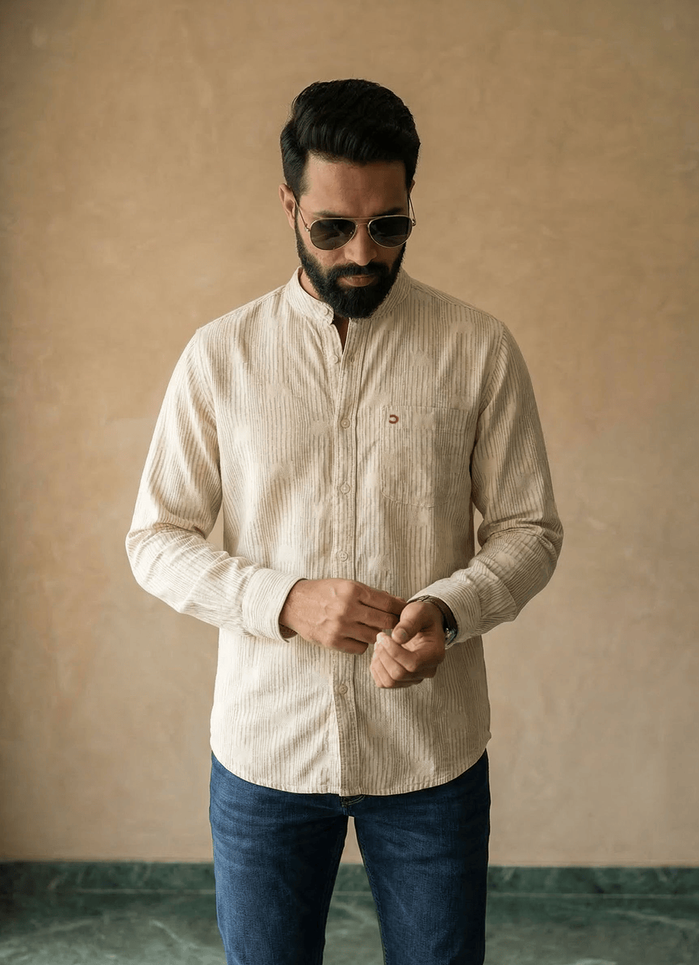 Brown Cotton Slim Fit Full Sleeve Shirt