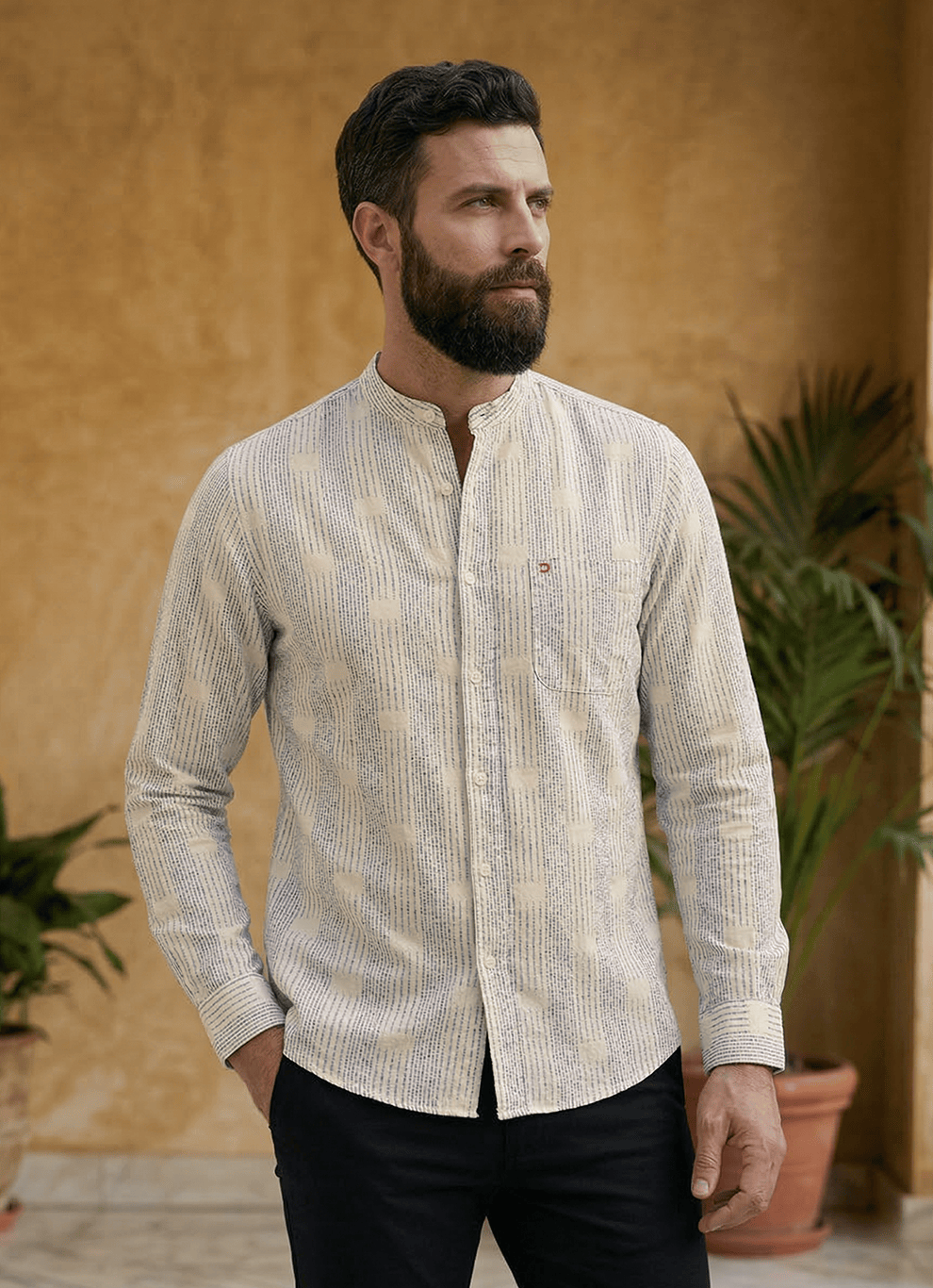 Teal Cotton Slim Fit Full Sleeve Shirt