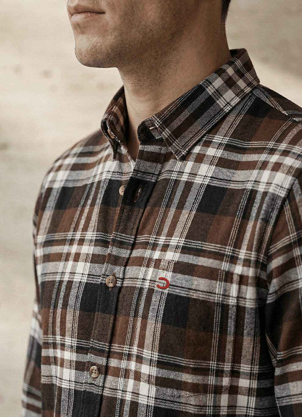 Dark Brown Cotton Dobby Slim Fit Full Sleeve Shirt