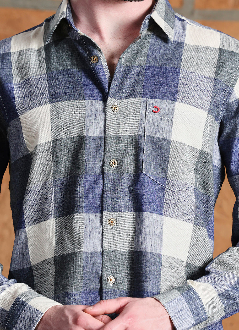 Green Checks Indigo Slim Fit Shirt