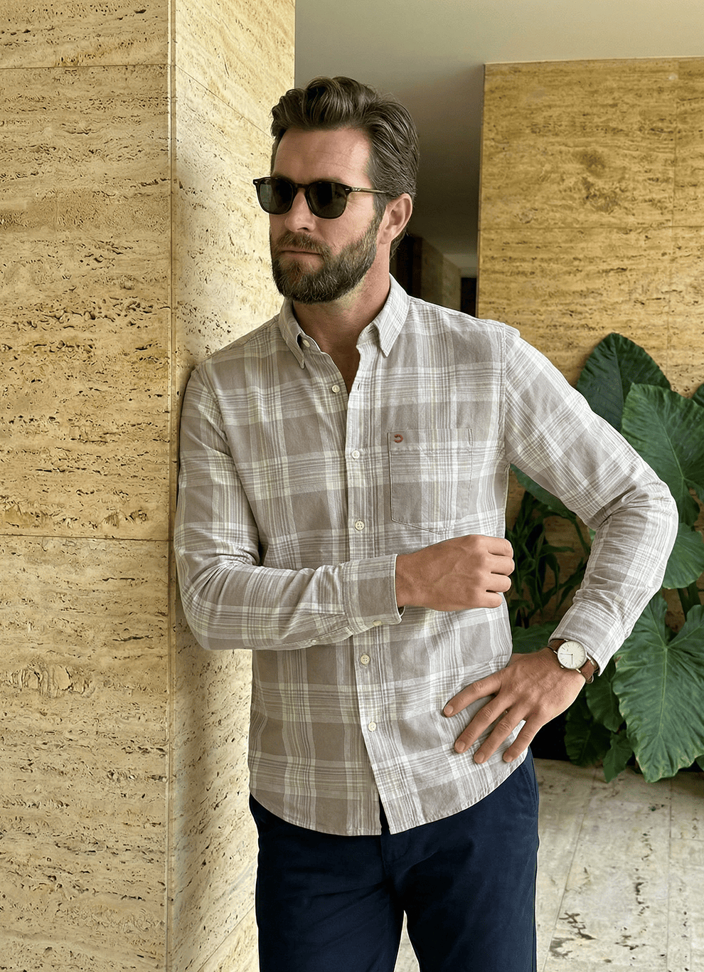 Mud Cotton Checks Slim Fit Full Sleeve Shirt