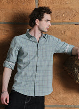 Blue Checks Cotton Slim Fit Shirt