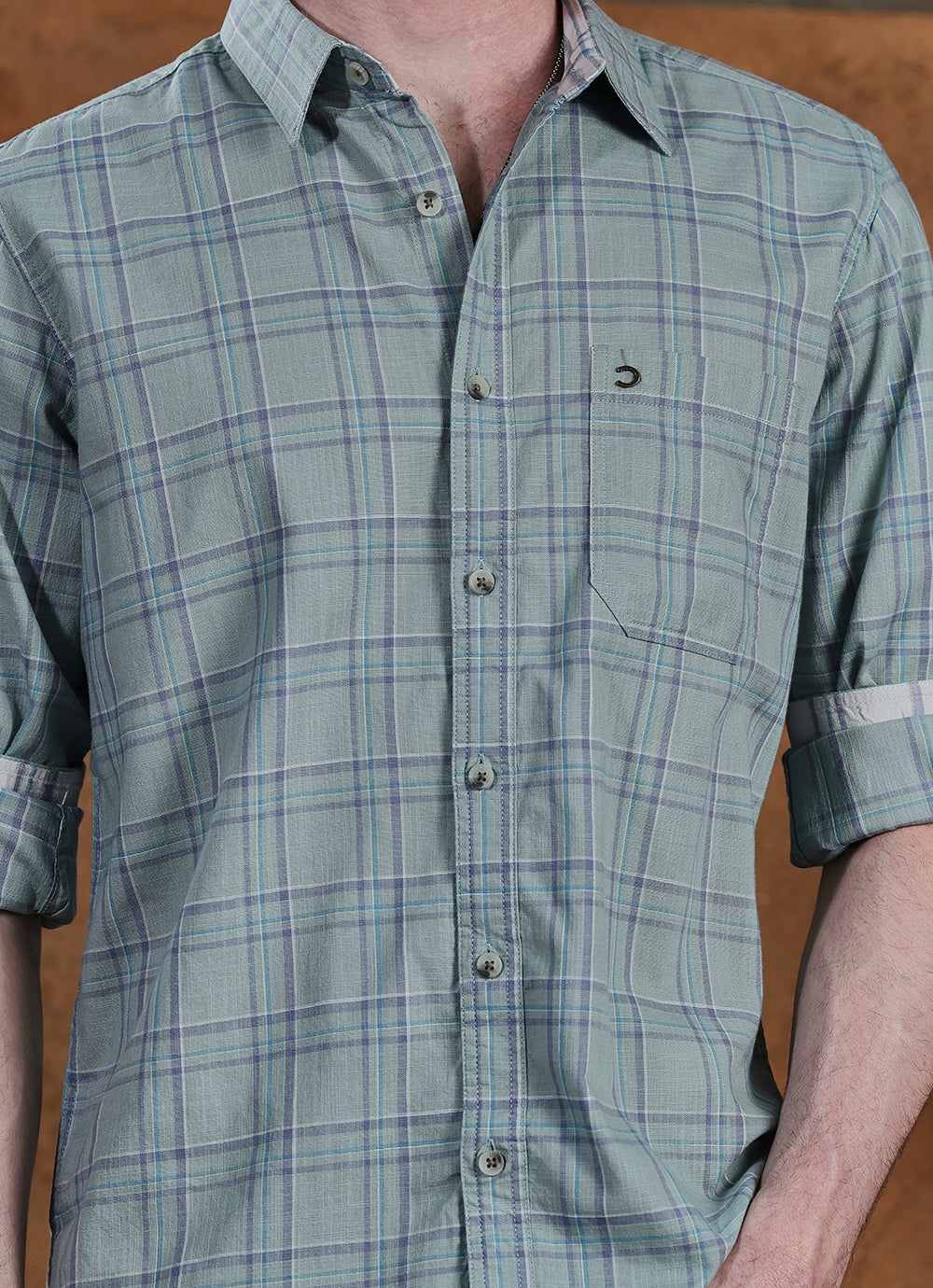 Blue Checks Cotton Slim Fit Shirt