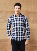 Indigo Checks Indigo Slim Fit Shirt