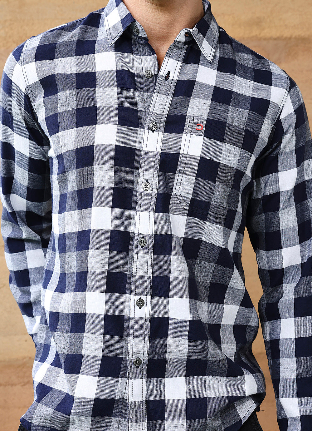 Indigo Checks Indigo Slim Fit Shirt