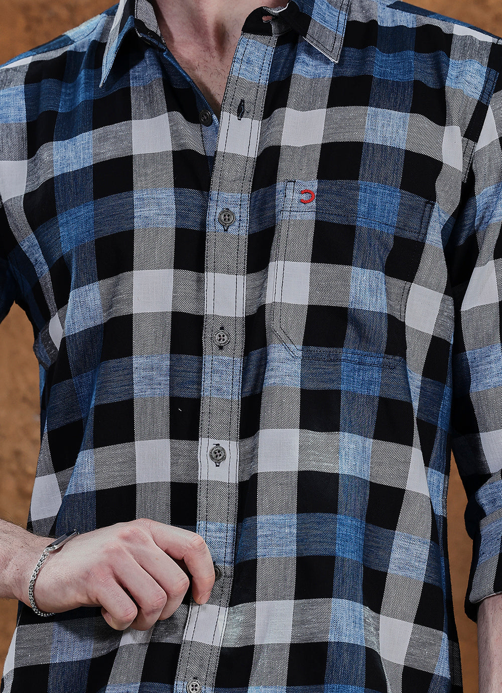 Whitenavy Checks Indigo Slim Fit Shirt