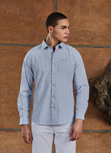 Blue Print Cotton Slim Fit Shirt