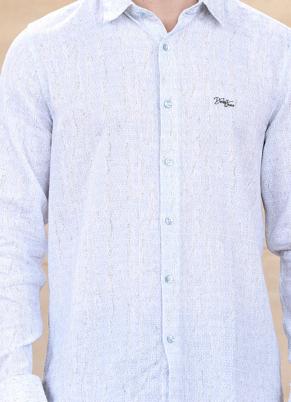 Whitegrey Print Cotton Slim Fit Shirt
