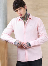 Pink Solids Cotton Slim Fit Shirt