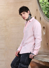 Pink Solids Cotton Slim Fit Shirt