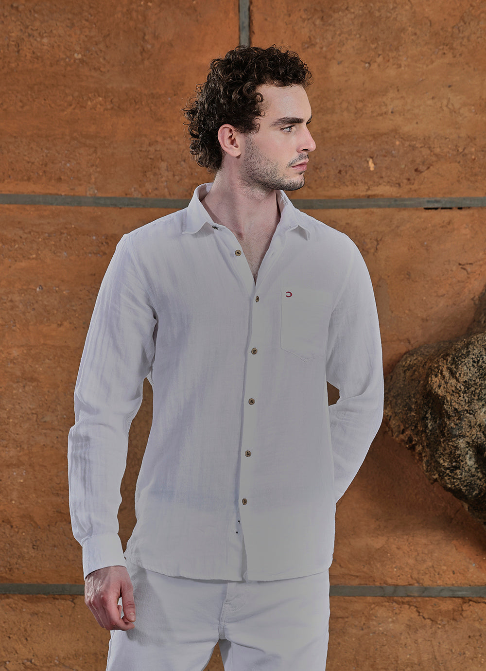 White Solids Cotton Slim Fit Shirt