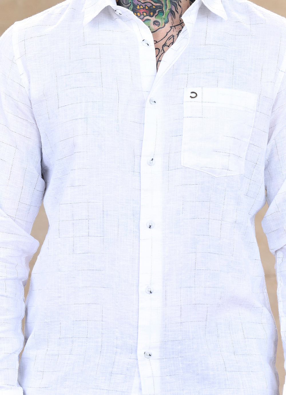 White Checks Cotton Slim Fit Shirt
