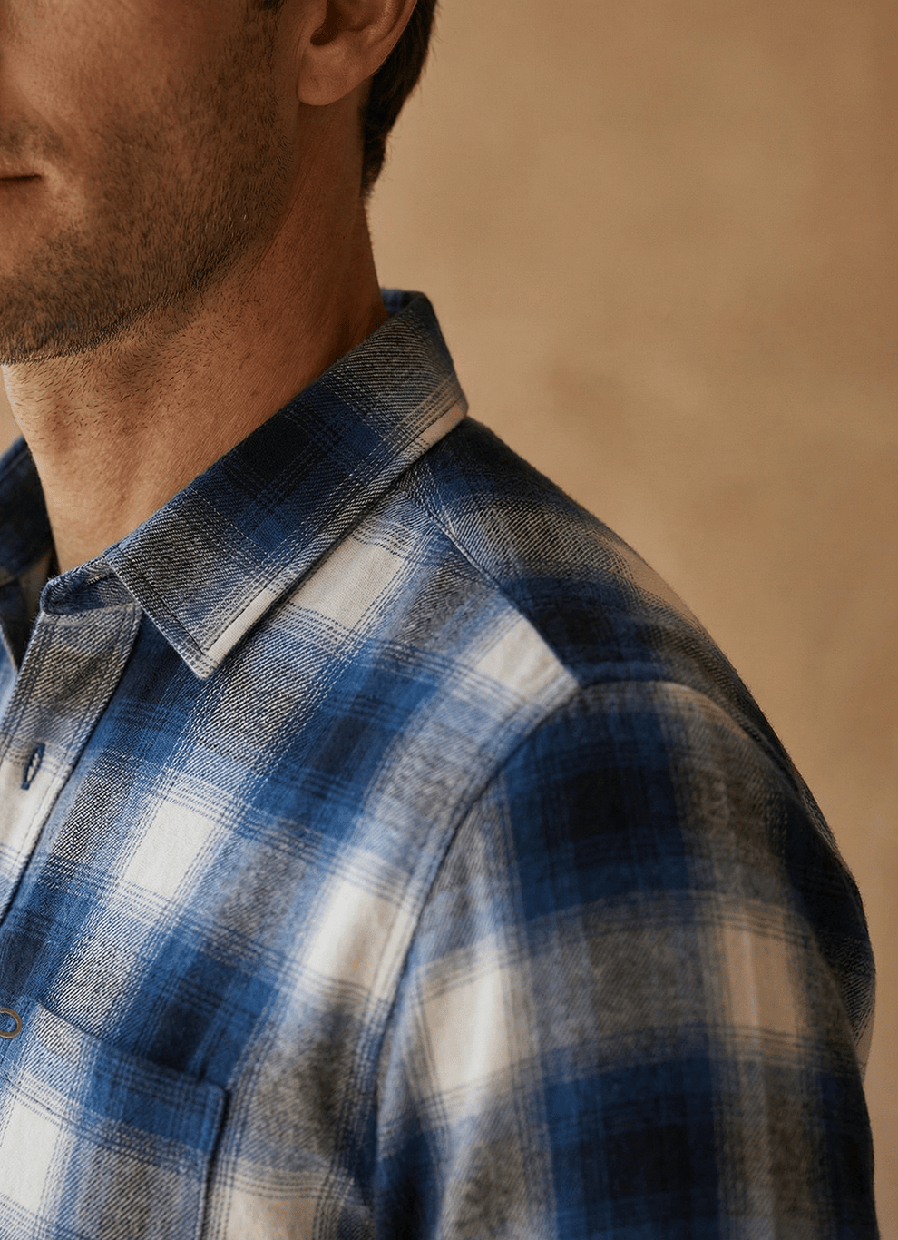 White Indigo Checks Cotton Slim Fit Full Sleeve Shirt