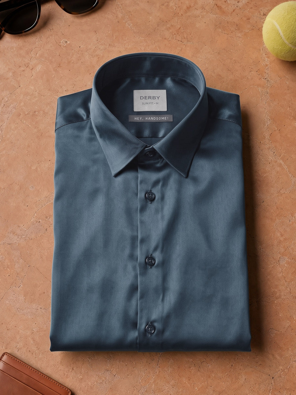 Petrol Blue Cotton Stretch Slim Fit Full Sleeve Shirt