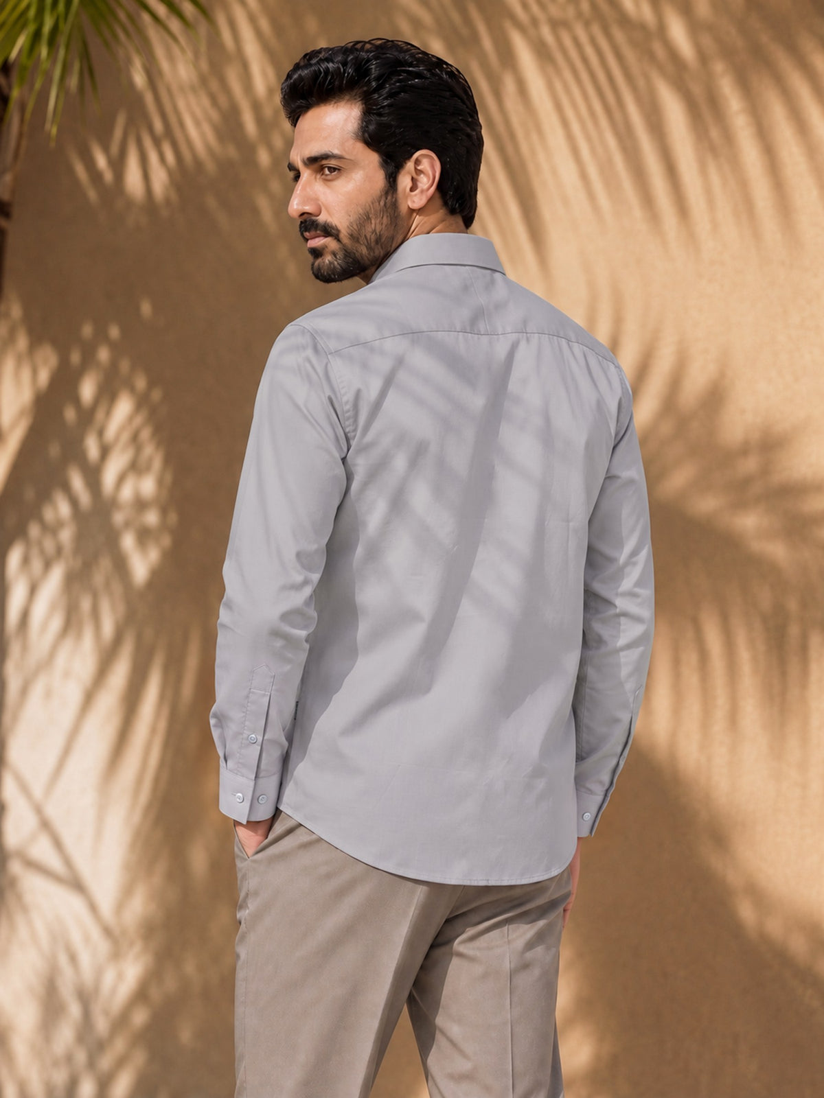 Lavender Cotton Stretch Slim Fit Full Sleeve Shirt