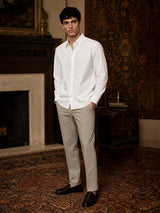 White Cotton Stretch Slim Fit Full Sleeve Shirt