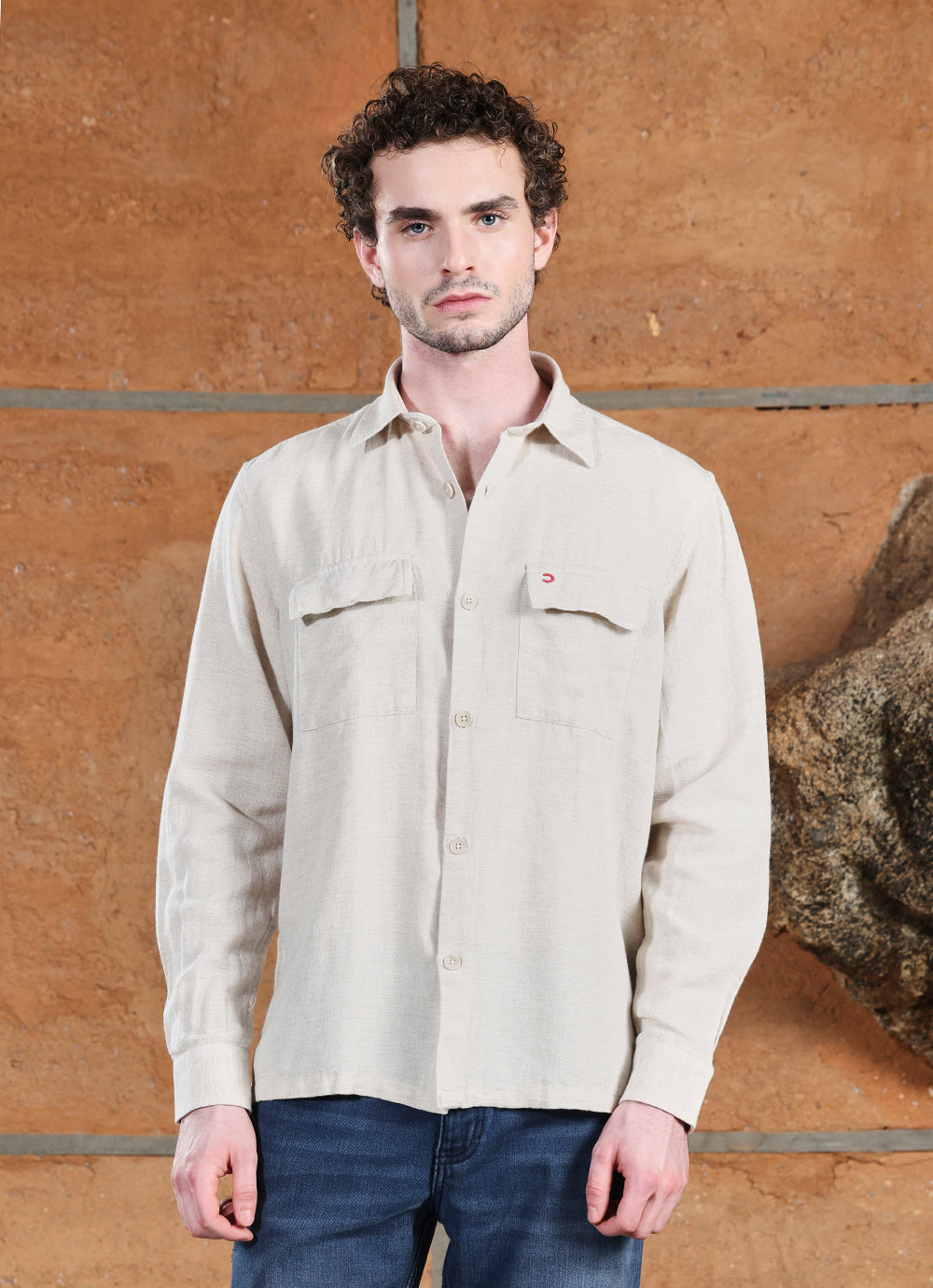 Natural Solids Linen Blend Regular Fit Shirt