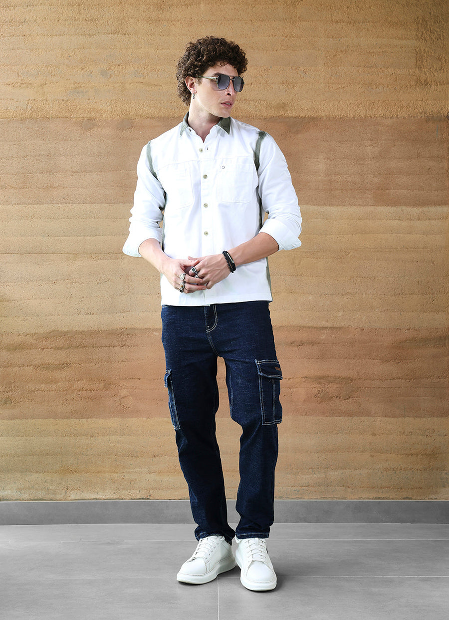 White Solids Cavillary Twill Regular Fit Shirt