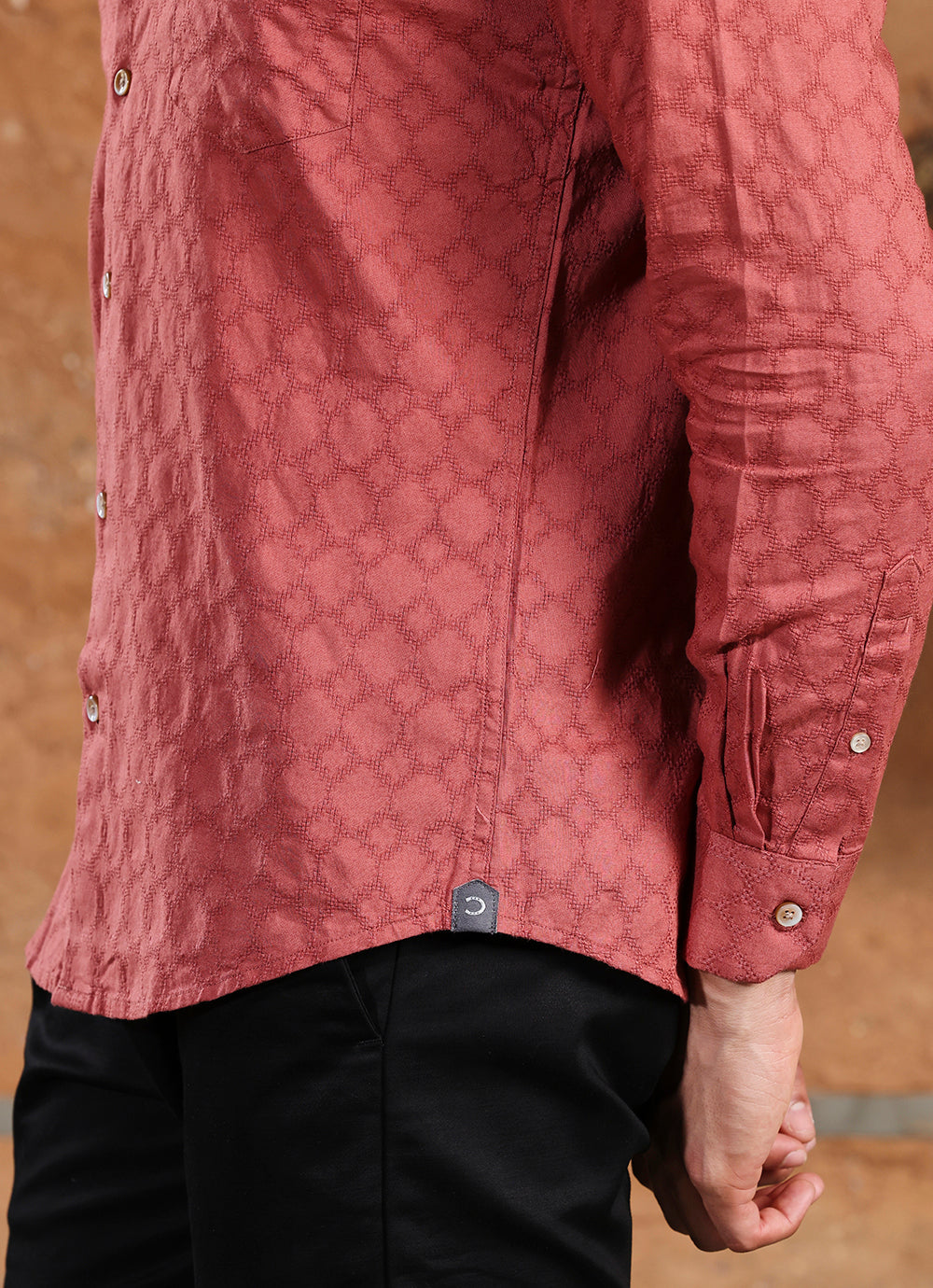 Brick Solids Cotton Slim Fit Shirt