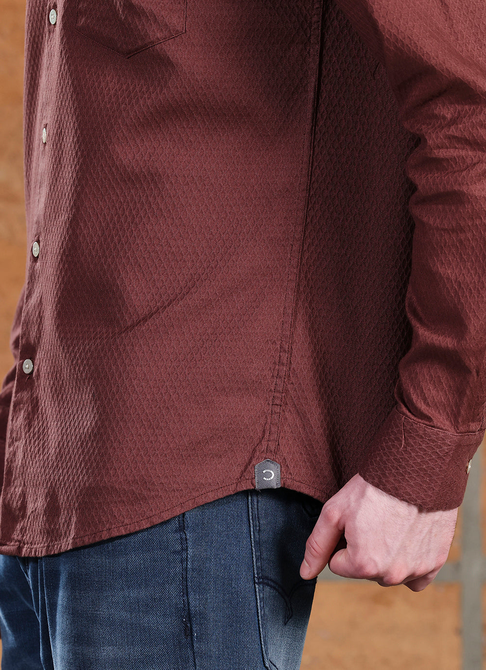 Brown Solids Cotton Slim Fit Shirt