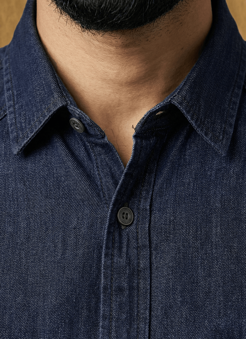 Indigo Cross Hatch Denim Cotton Slim Fit Full Sleeve Shirt