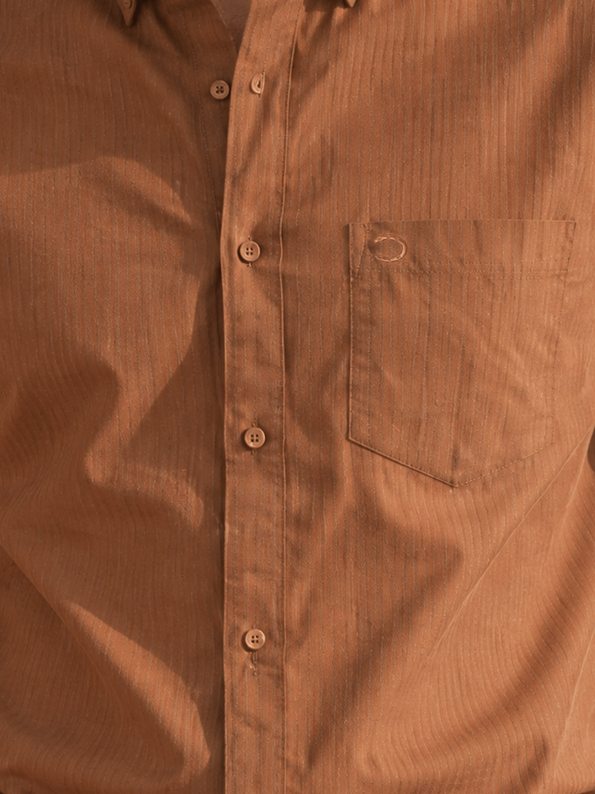 Brown Striped Cotton Slim Fit Full Sleeve Shirt