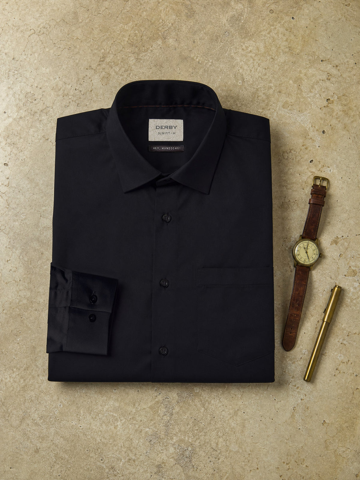 Black Cotton Slim Fit Full Sleeve Shirt