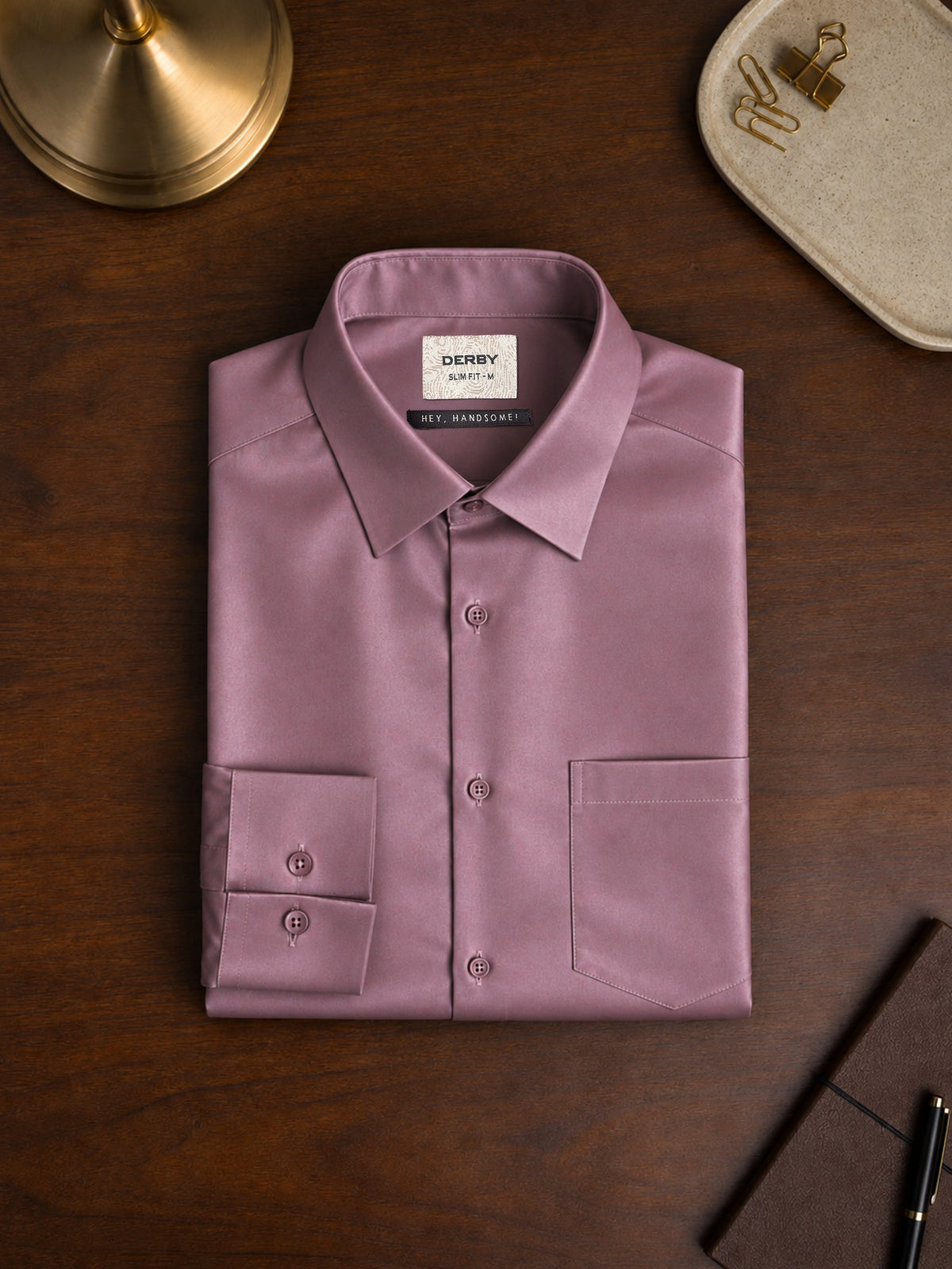 Pink Cotton Slim Fit Full Sleeve Shirt