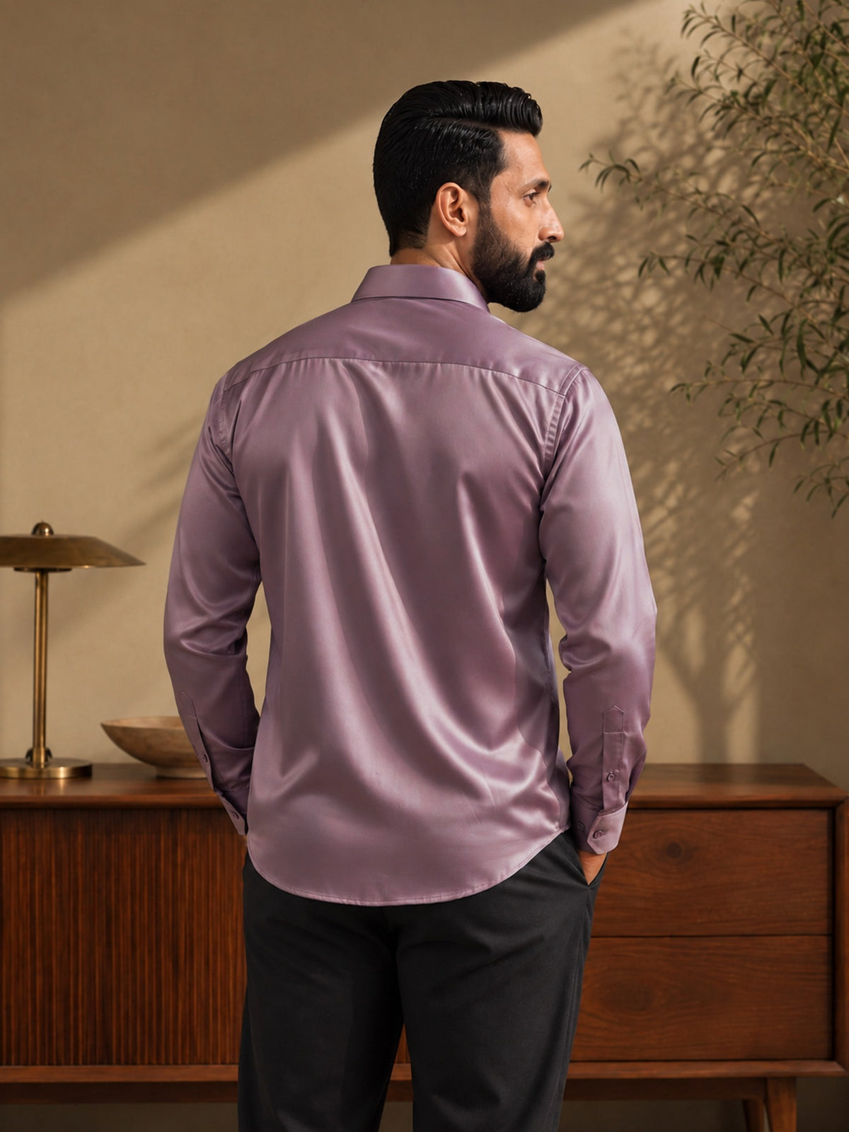 Pink Cotton Slim Fit Full Sleeve Shirt
