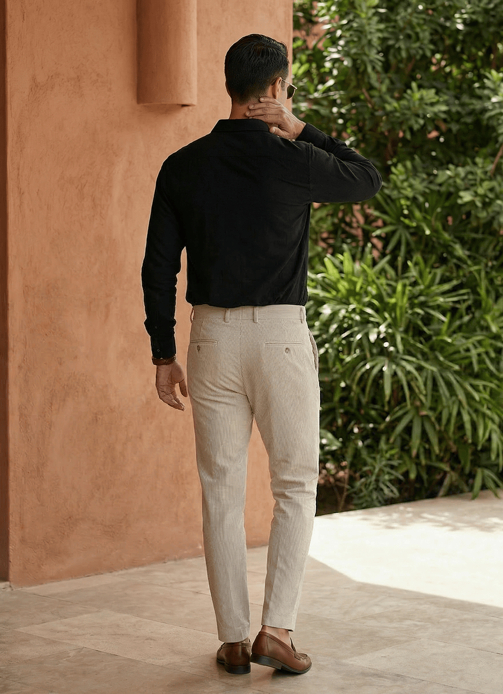 Black Cotton Satin Print Slim Fit Full Sleeve Shirt