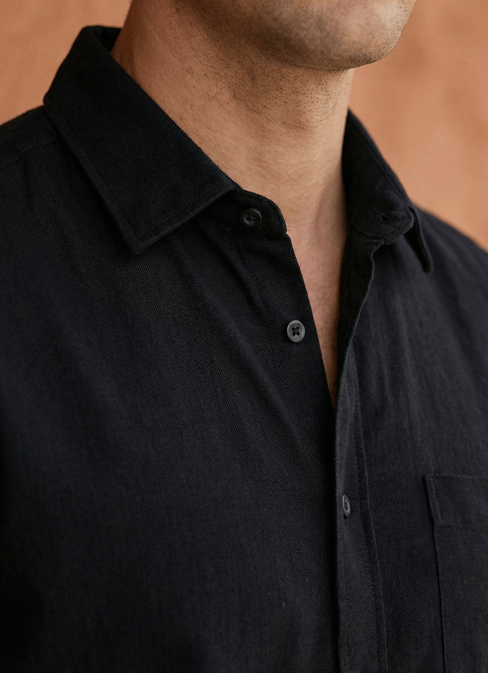 Black Cotton Satin Print Slim Fit Full Sleeve Shirt