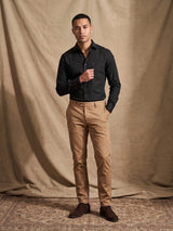 Black Cotton Slim Fit Full Sleeve Shirt