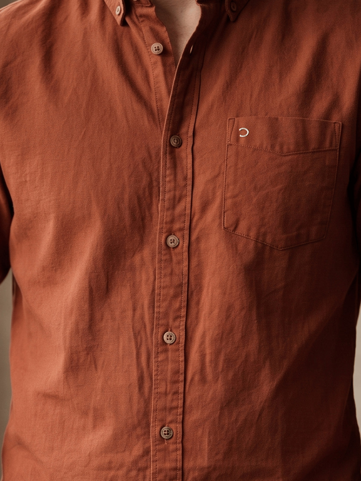 Orange Cotton Slim Fit Full Sleeve Shirt