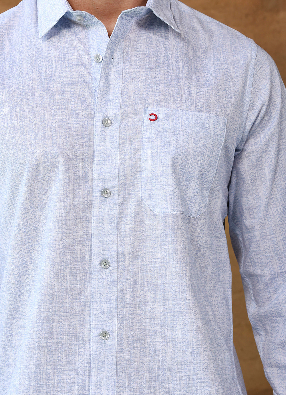 Blue Print Cotton Slim Fit Shirt