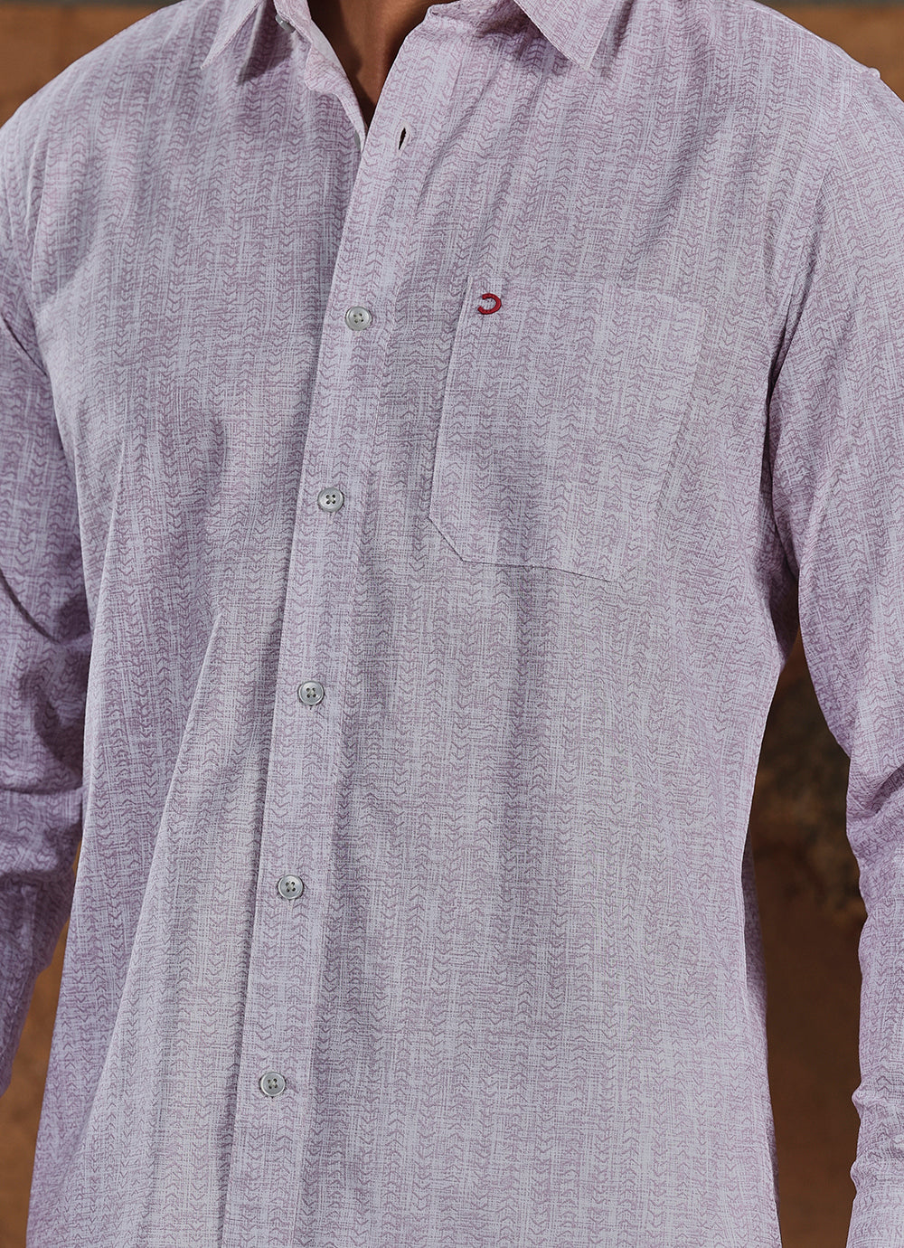 Pink Print Cotton Slim Fit Shirt