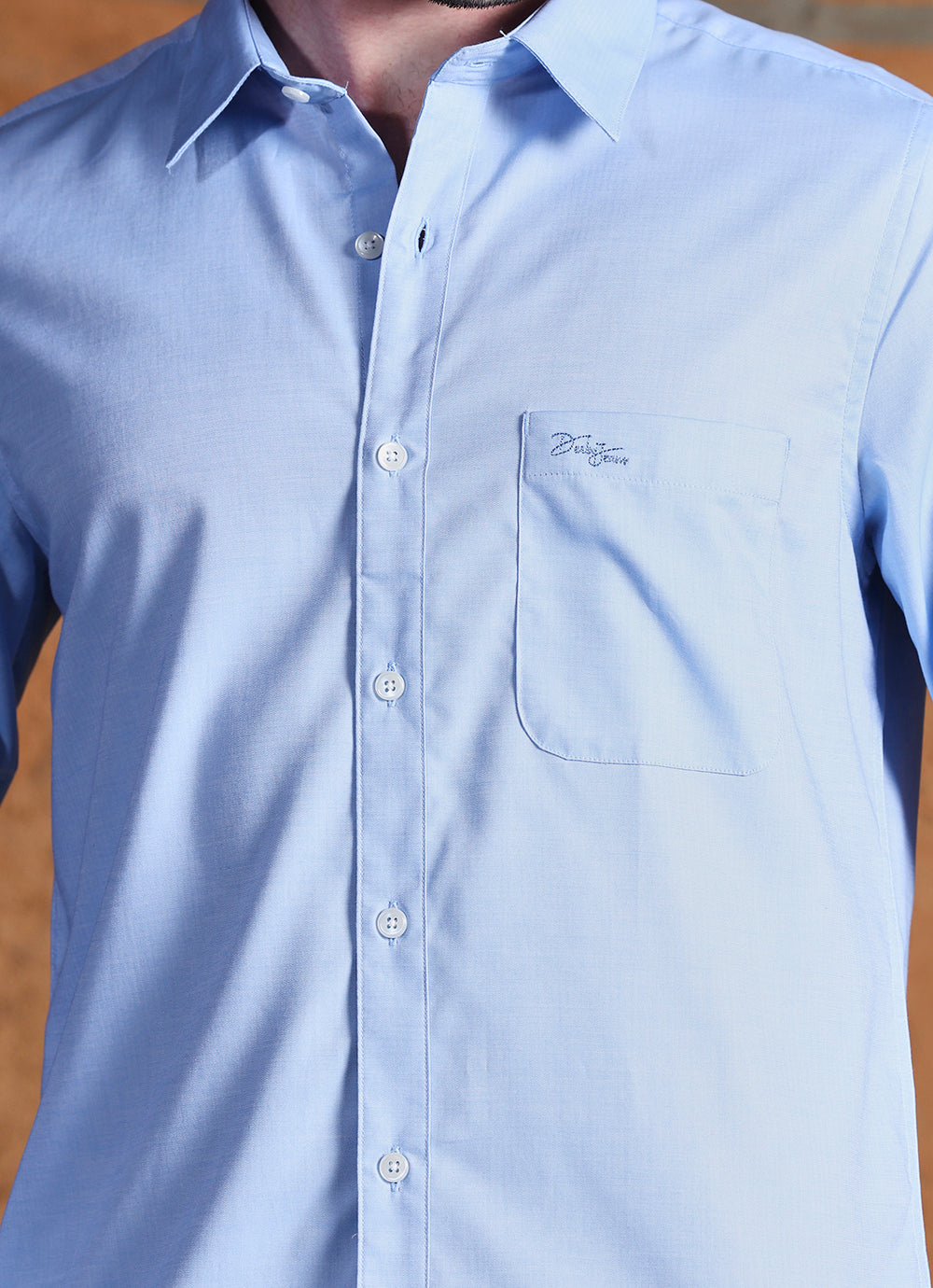 Blue  Solids Cotton Slim Fit Shirt
