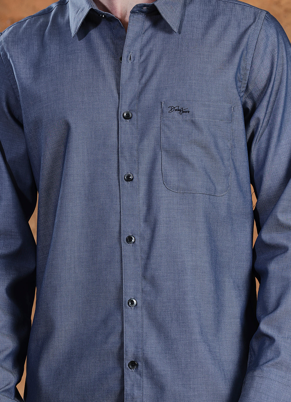 Grey  Solids Cotton Slim Fit Shirt