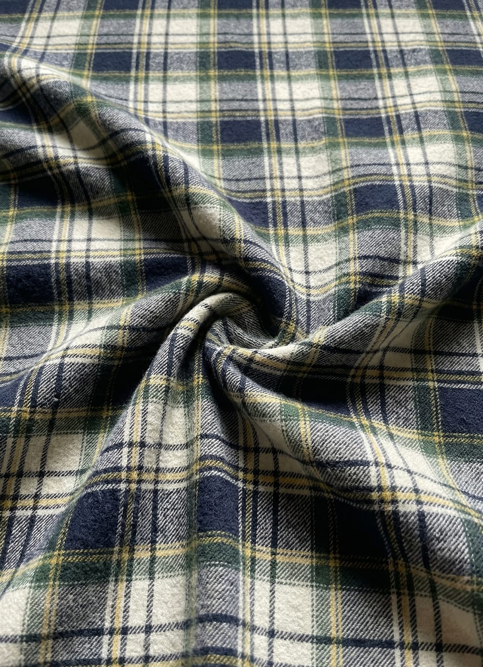 Green Indigo Crepe Checks Cotton Slim Fit Full Sleeve Shirt