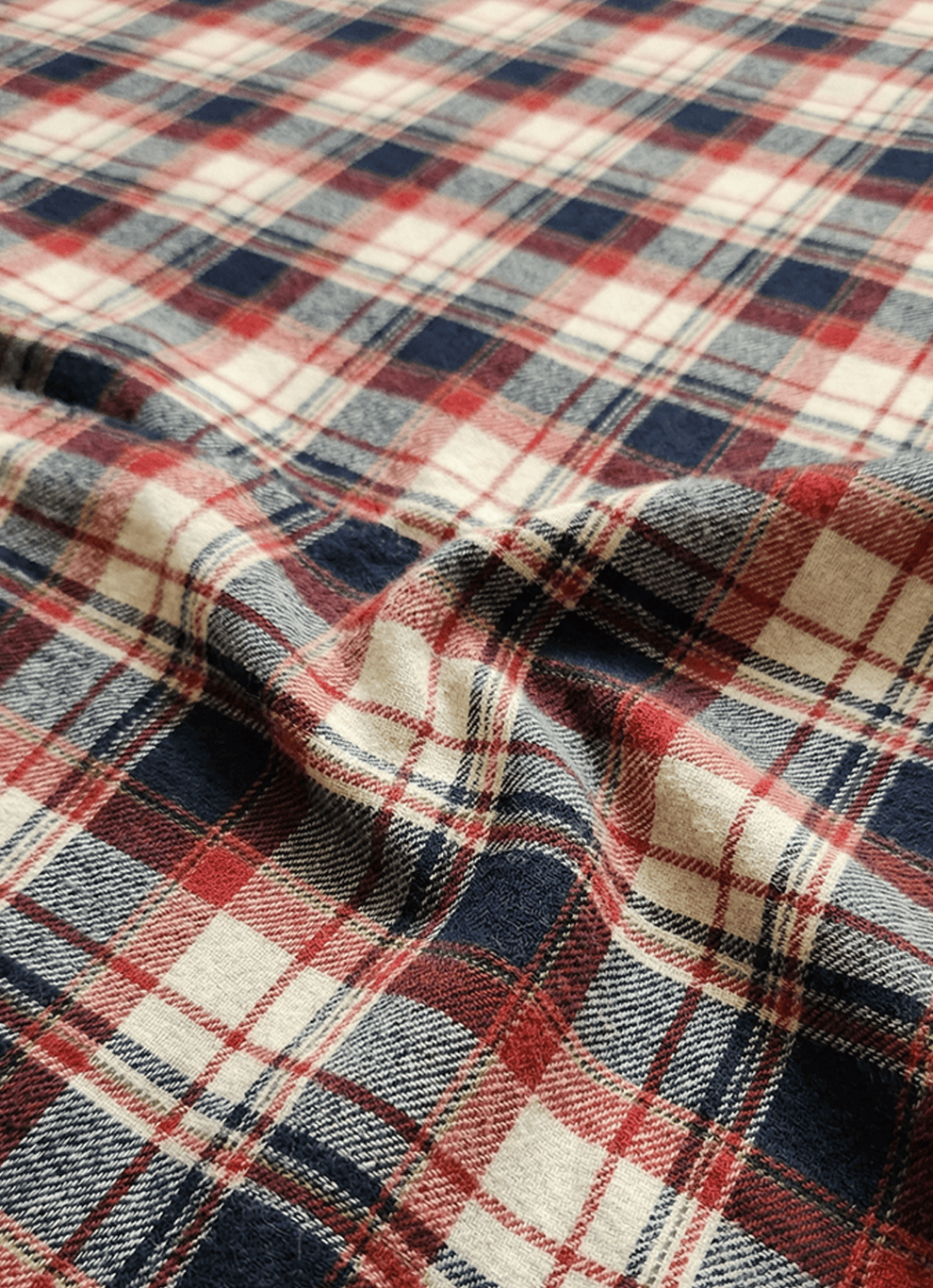 Red Indigo Crepe Checks Cotton Slim Fit Full Sleeve Shirt