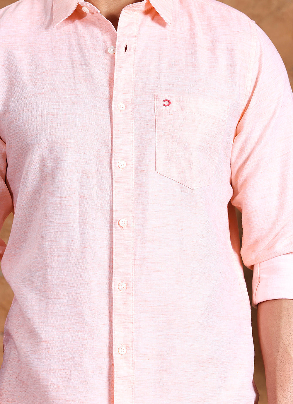 Coral Solids Cotton Slim Fit Shirt