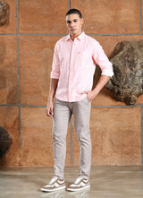 Coral Solids Cotton Slim Fit Shirt