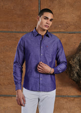 Purple Solids Cotton Slim Fit Shirt