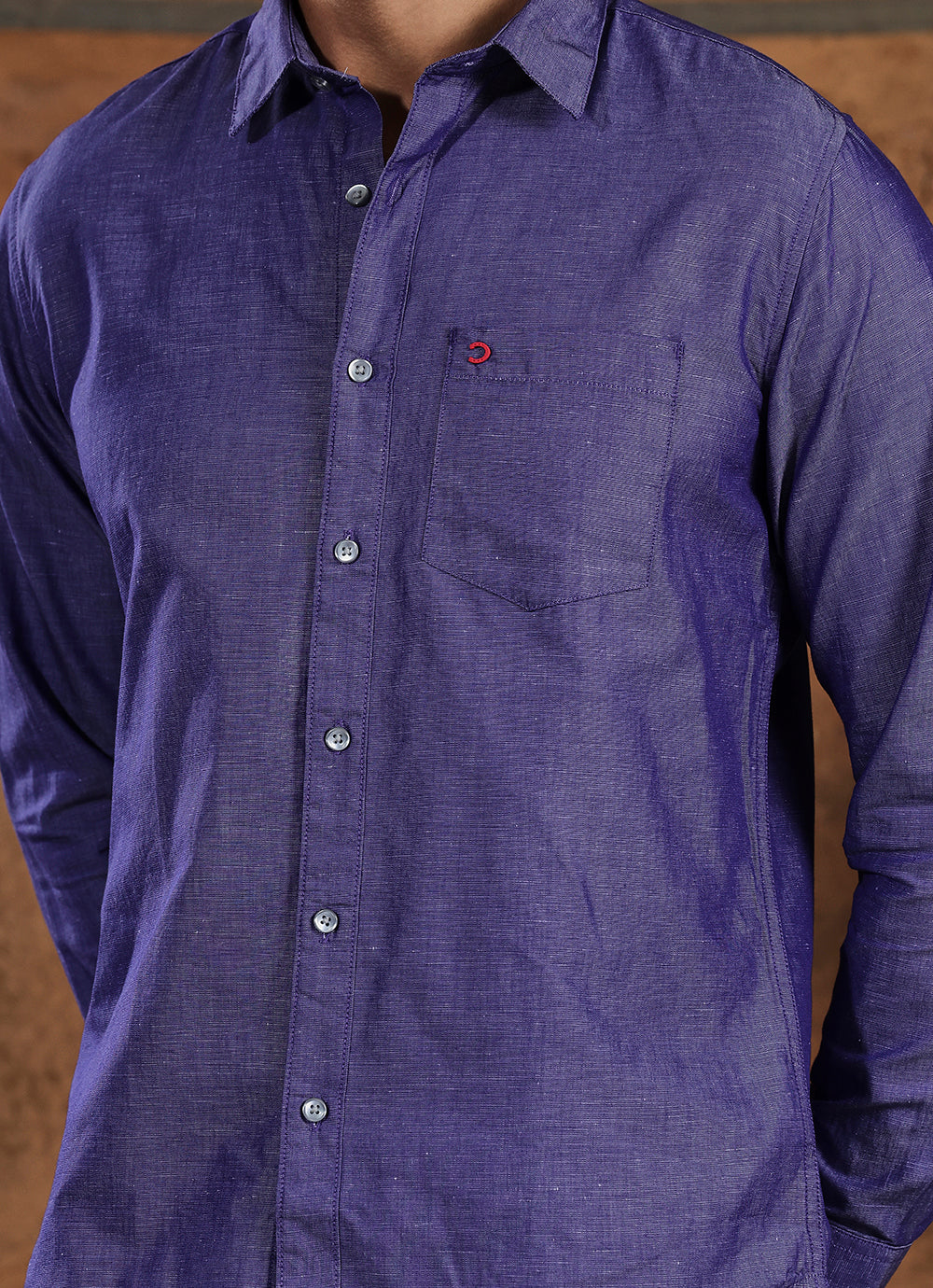 Purple Solids Cotton Slim Fit Shirt