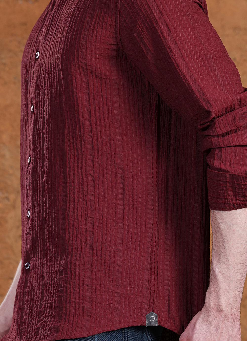 Brick Solids Cotton Blend Slim Fit Shirt