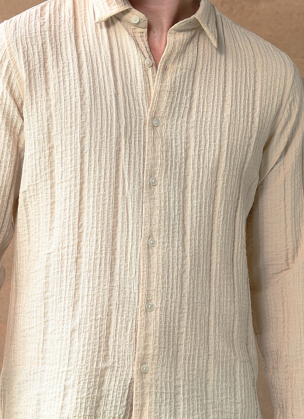 Brown Solids Cotton Blend Slim Fit Shirt
