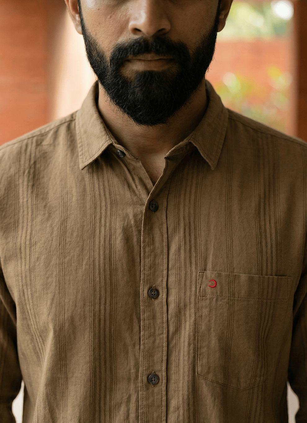 Brown Cotton Slim Fit Full Sleeve Shirt